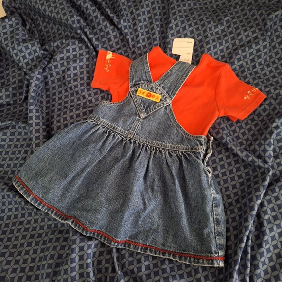 tiny seed denim dress with pink onesie carters 9-12 months - Picture 5 of 8